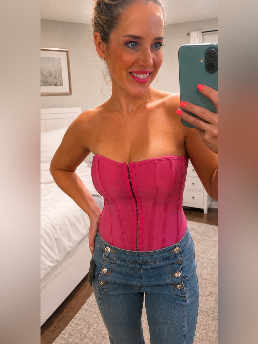 PrettyLittleThing Hot Pink Corset Bustier Top Size 2